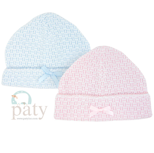 Knit Saylor Cap, Pink w/ Bow - Magpies Paducah