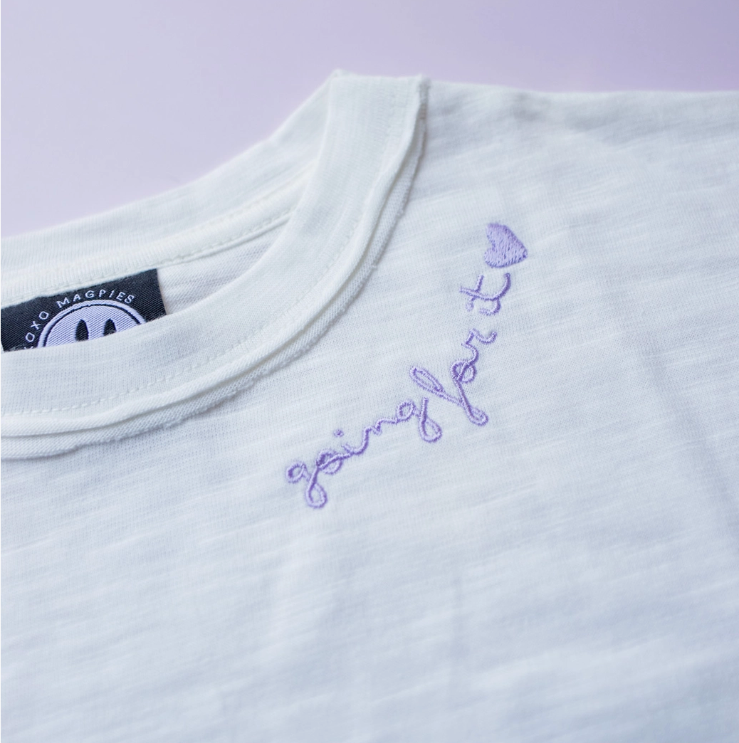 Embroidered Boxy Tee, Going For It - Magpies Paducah