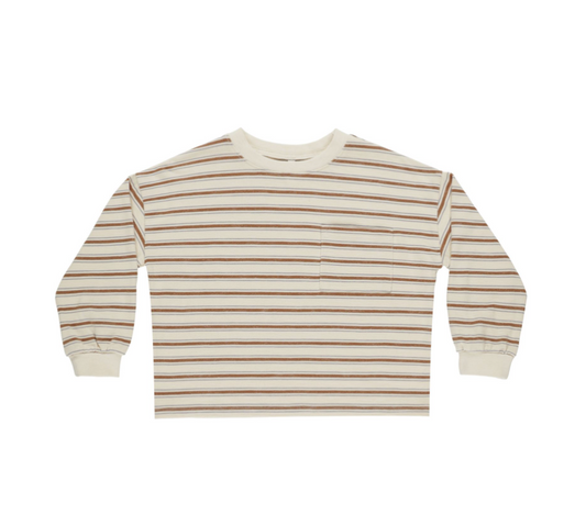 Relaxed Long Sleeve Tee, Saddle Stripe