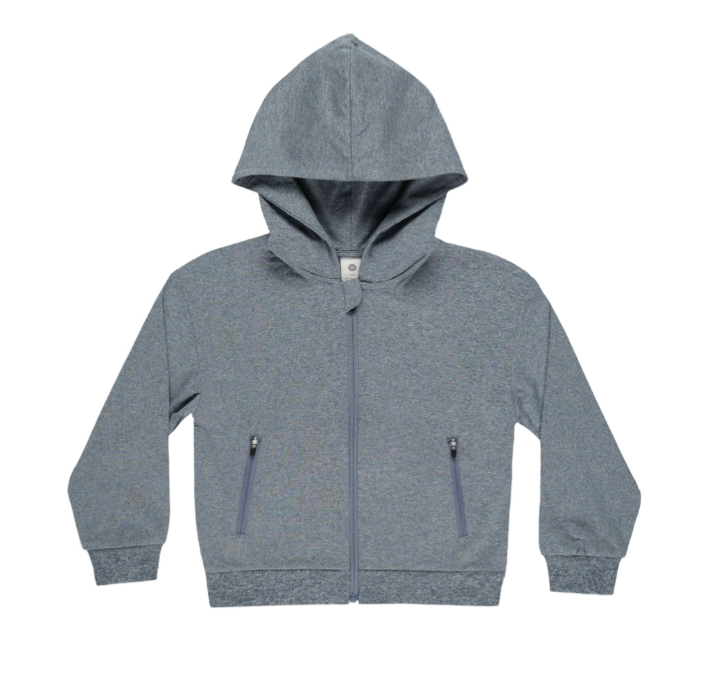 Zip-Up Tech Hoodie, Heathered Indigo