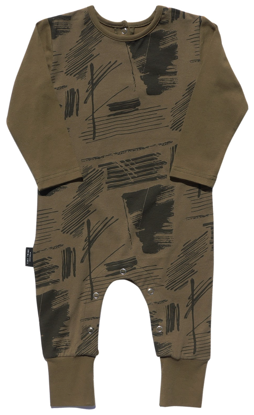 Abstract Romper, Olive Green