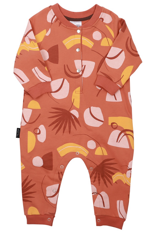 Golden Sunset Relaxed Fleece Romper