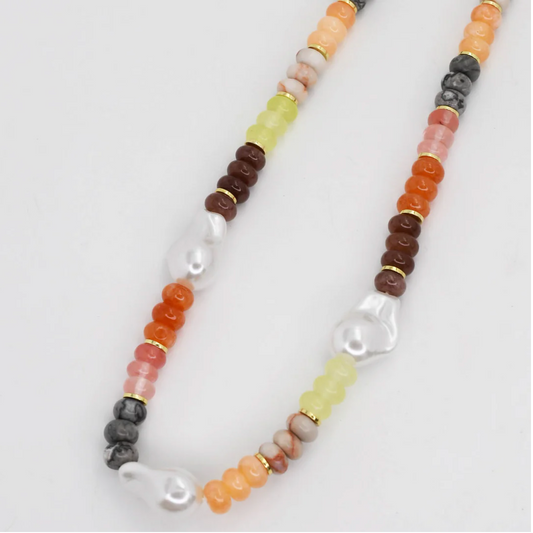 Autumn Pearl Gemstone Necklace