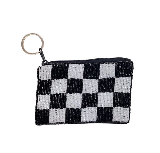 Checkered Keychain Pouch, Black/White - Magpies Paducah