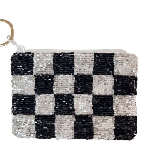Checkered Keychain Pouch, Black/Silver - Magpies Paducah