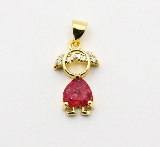 Gemstone Girl Charm, Pink