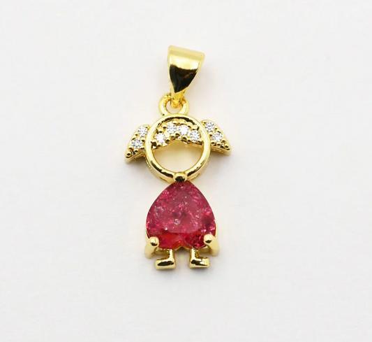 Gemstone Girl Charm, Pink - Magpies Paducah