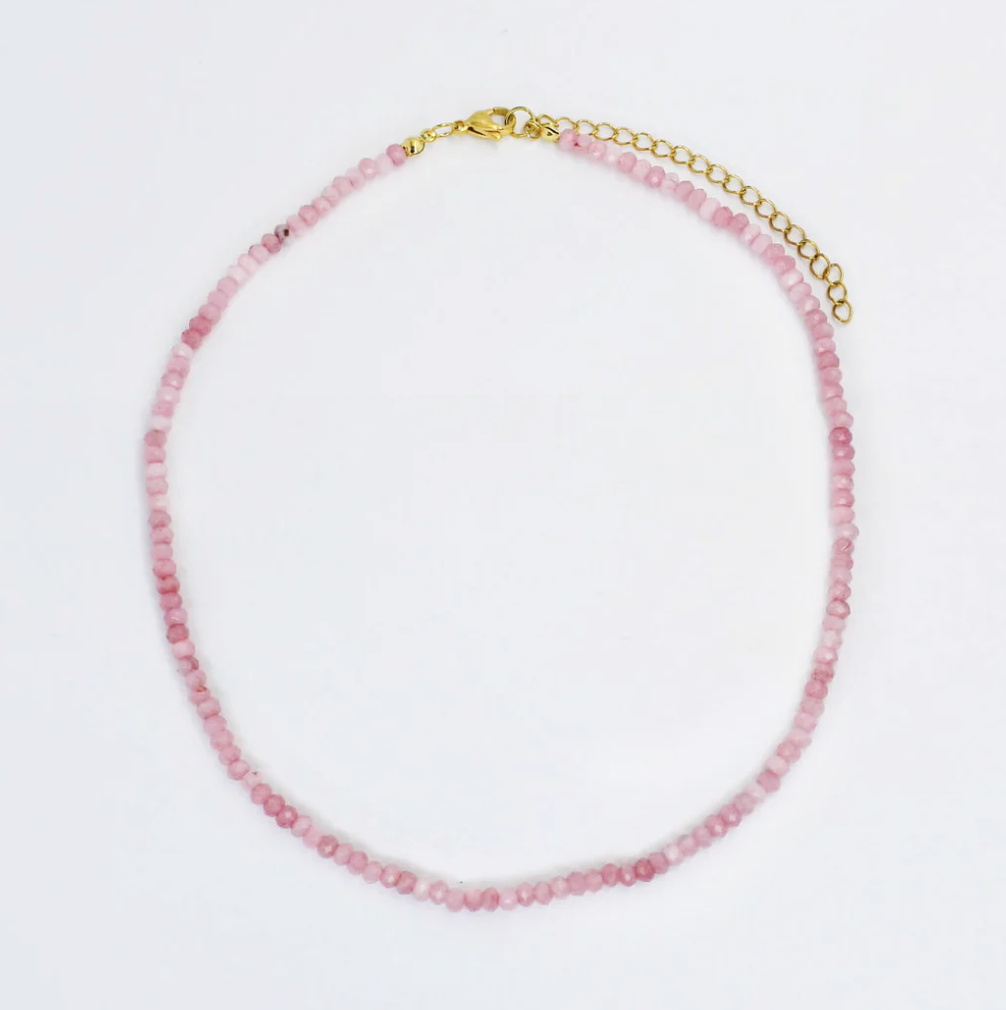 Light Pink Dainty Gemstone Necklace