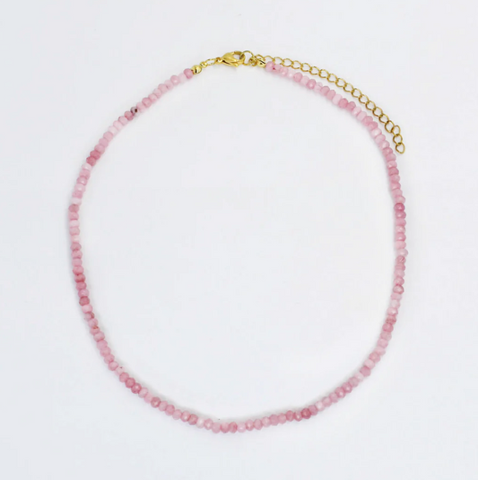 Light Pink Dainty Gemstone Necklace