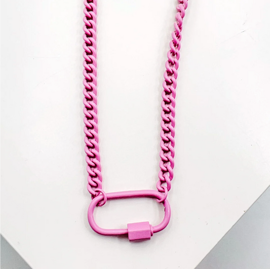 Light Pink Enamel Clip Necklace - Magpies Paducah