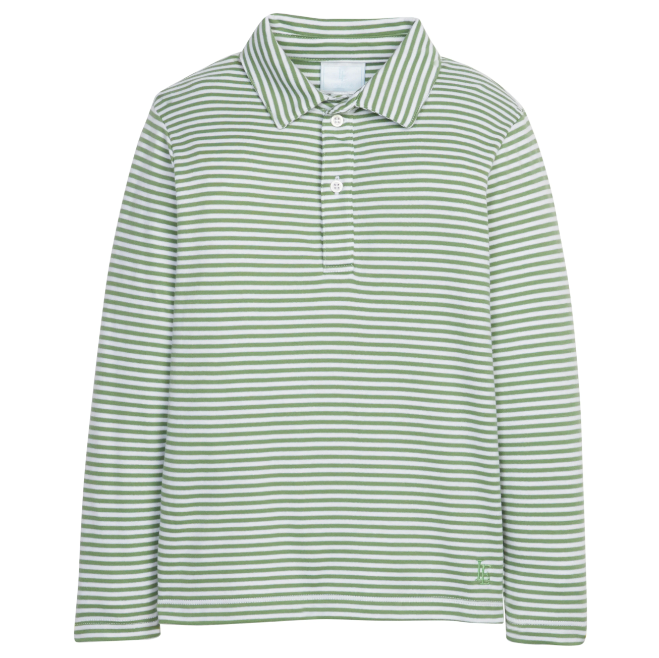 Long Sleeve Polo, Watercress Stripe