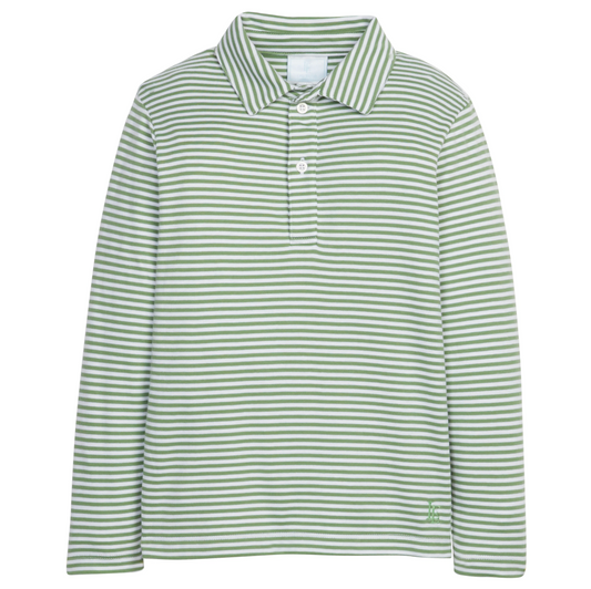 Long Sleeve Polo, Watercress Stripe - Magpies Paducah