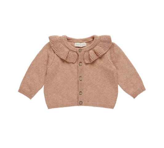 Ruffle Collar Cardigan, Rose