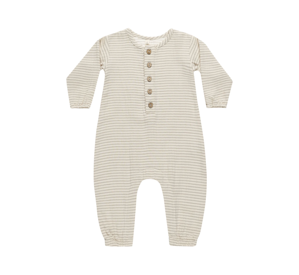 Woven Jumpsuit, Basil Stripe | 6-12m