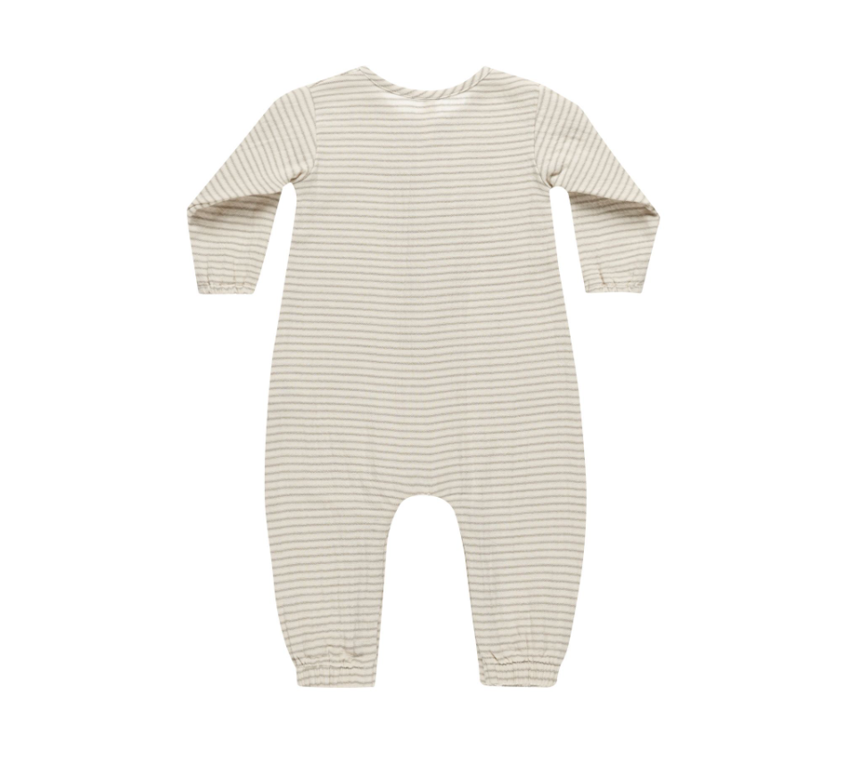 Woven Jumpsuit, Basil Stripe | 6-12m