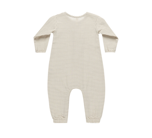 Woven Jumpsuit, Basil Stripe | 6-12m