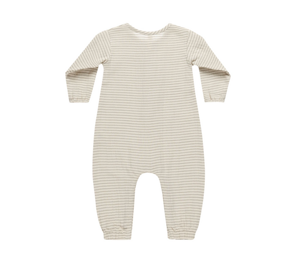 Woven Jumpsuit, Basil Stripe | 6-12m