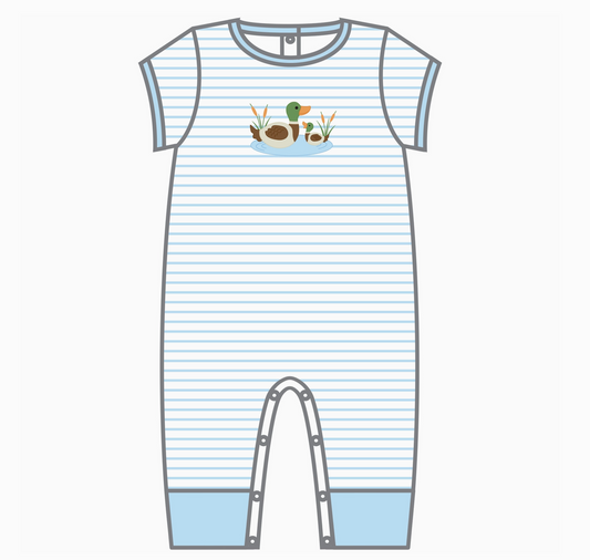 Short Sleeve Playsuit, Mallard Pond