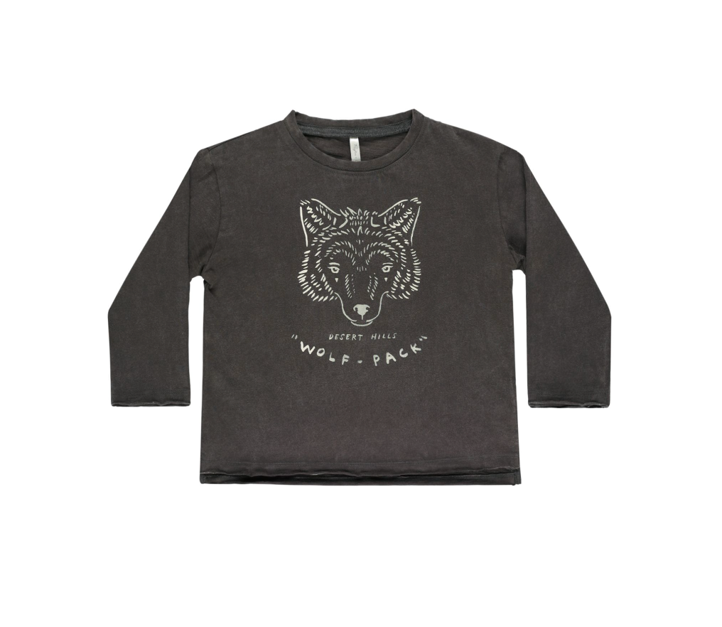 Raw Edge Long Sleeve Tee, Wolf Pack