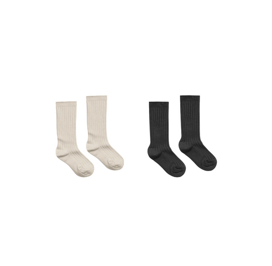 Ribbed Socks, Black + Stone