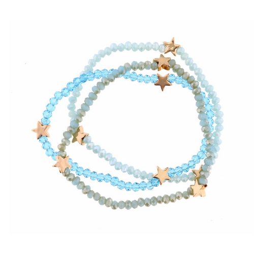 Gold Star Bracelets, Blue