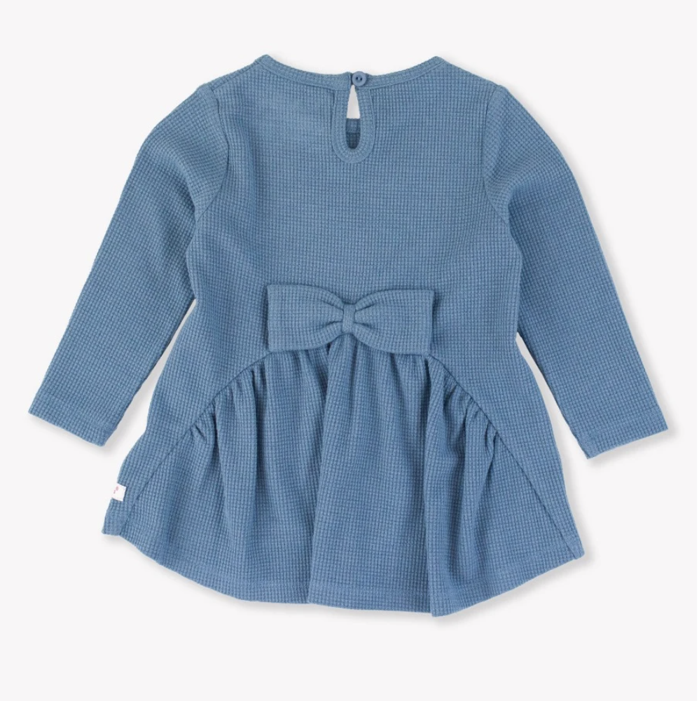 Waffle Knit Bow Back Top, Countryside Blue