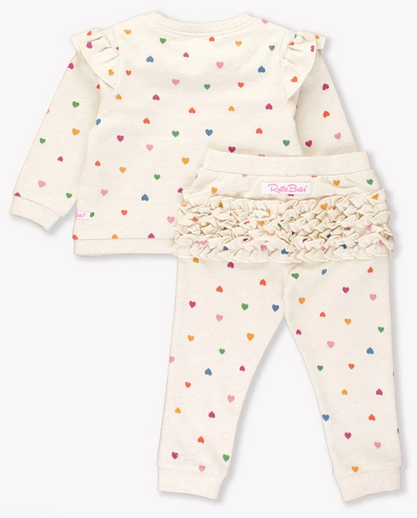 Ruffle Jogger Set, Wild Rainbow Hearts