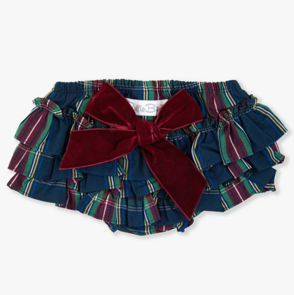 Woven Bow RuffleButt, Winter Nights Plaid