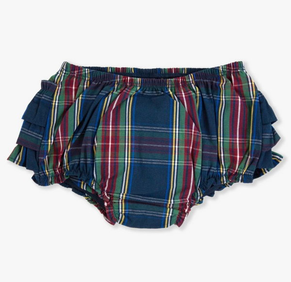 Woven Bow RuffleButt, Winter Nights Plaid