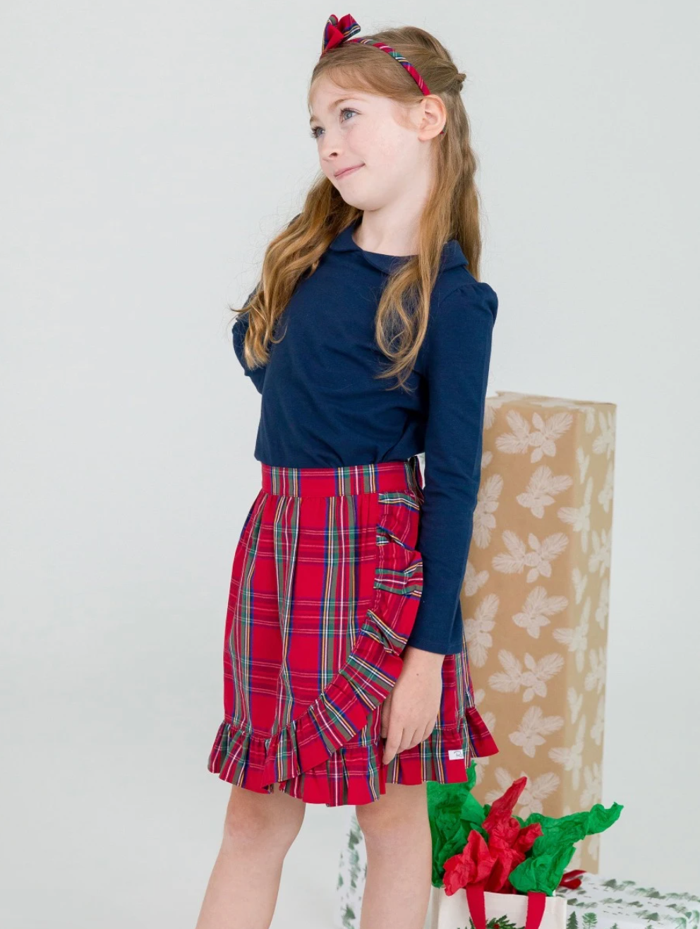 Ruffle Wrap Skirt, 'Tis The Season Plaid