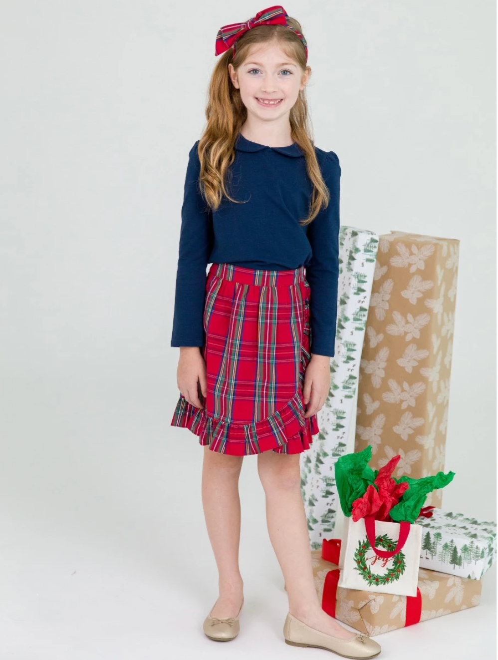 Ruffle Wrap Skirt, 'Tis The Season Plaid