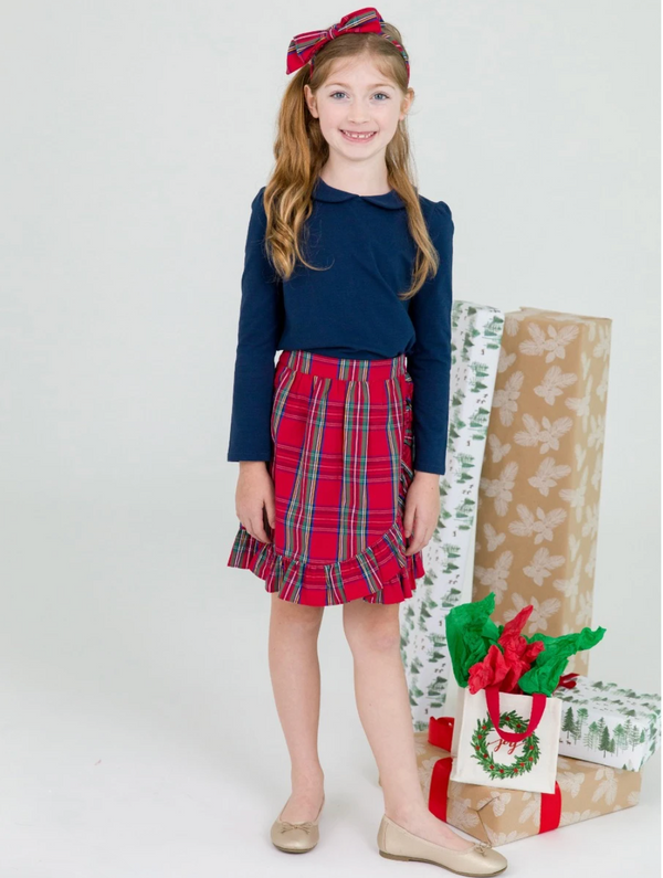 Ruffle Wrap Skirt, 'Tis The Season Plaid