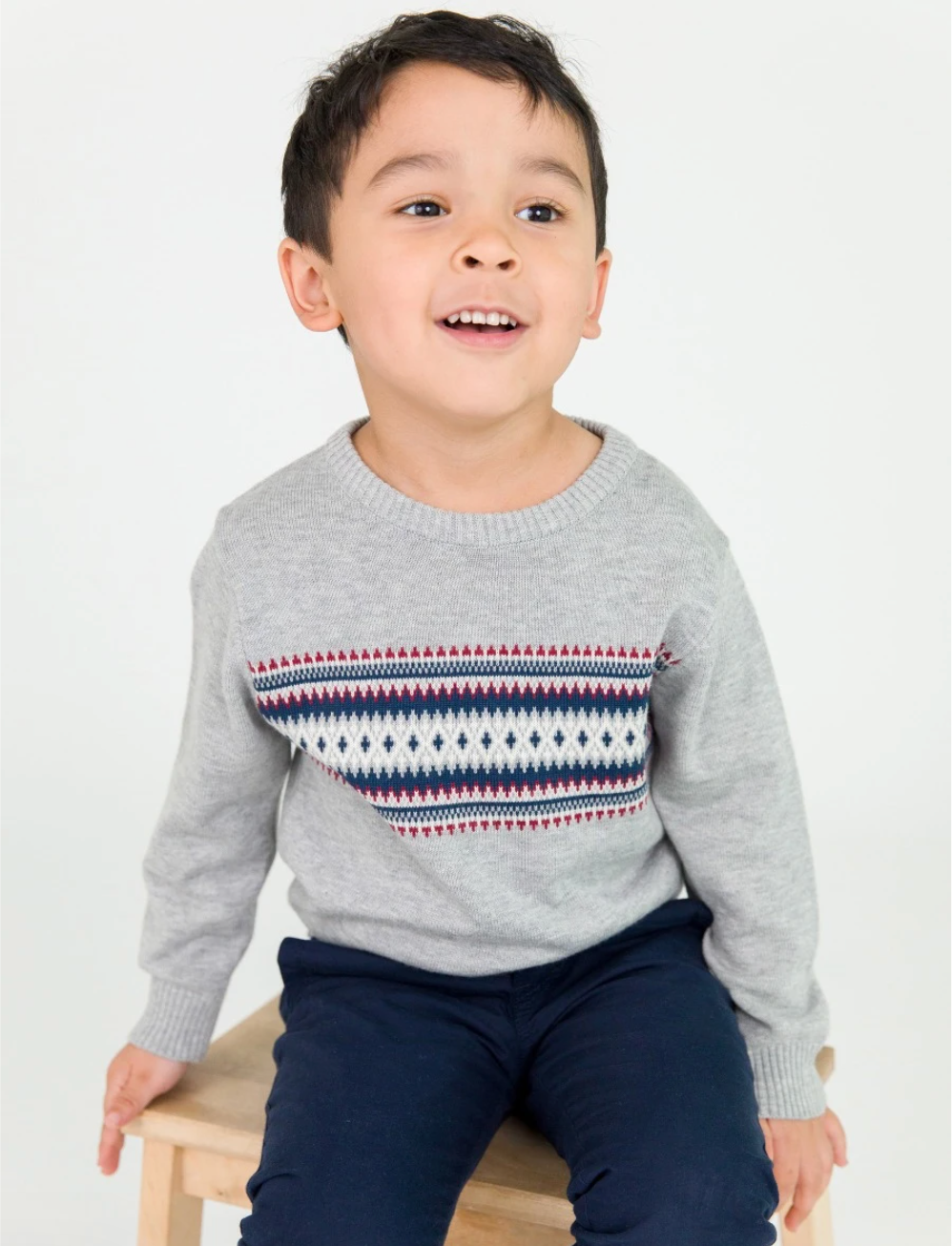 Crew Neck Sweater, Cozy Fair Isle