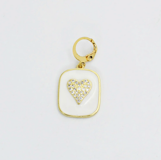 White Metal Heart Charm