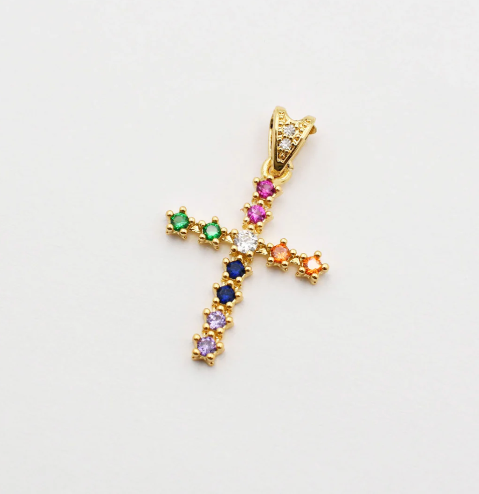 Sparkling Cross Charm Multi