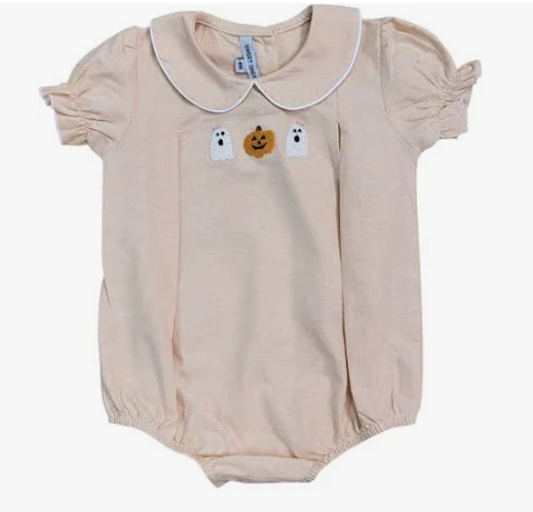 Pumpkin and Ghost Chambray Bubble, Girl