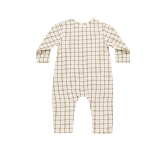 Pocketed Woven Jumpsuit, Cinnamon Plaid