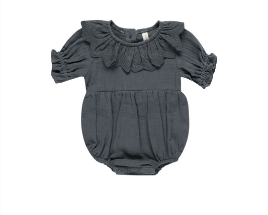 Collared Romper, Indigo