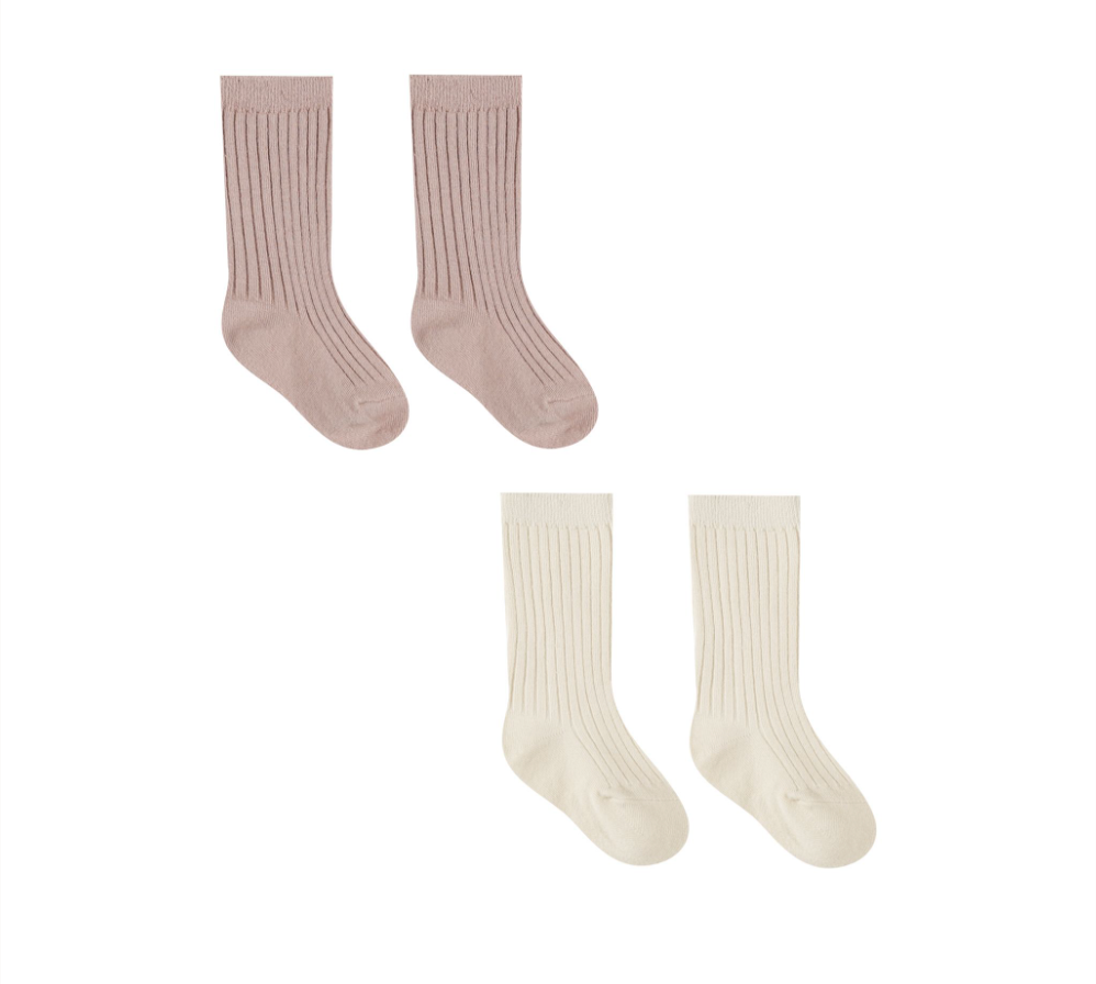 Socks Set, Natural + Mauve