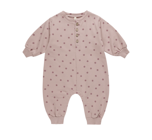 Relaxed Fleece Jumpsuit, Polka Dots