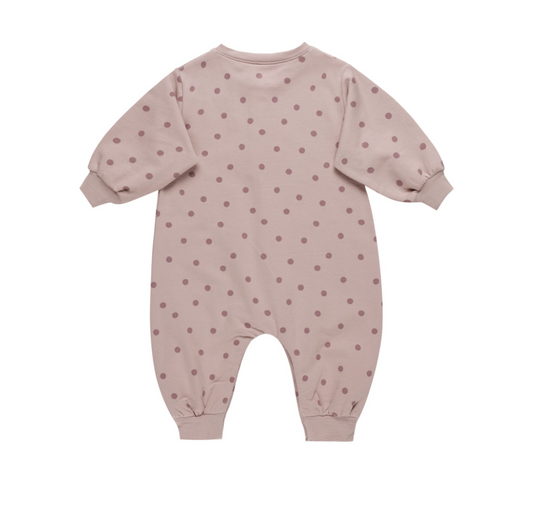 Relaxed Fleece Jumpsuit, Polka Dots