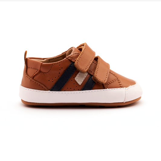 Baby Bounce Shoe, Tan/Navy - Magpies Paducah