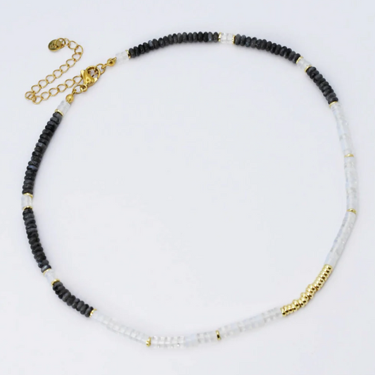 Dainty Stormy Black Sky Gemstone Necklace - Magpies Paducah