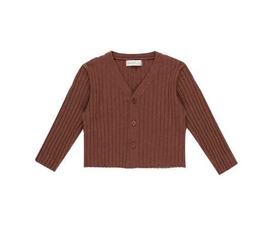 Long Sleeve Knit Button Top, Brick