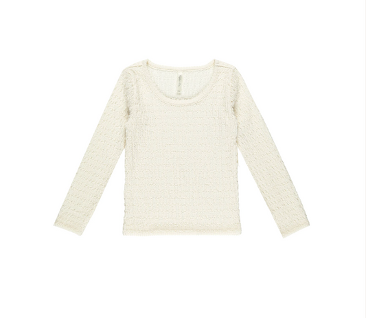 Textured Long Sleeve Top, Ivory