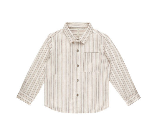 Collared Long Sleeve Shirt, Stone Stripe