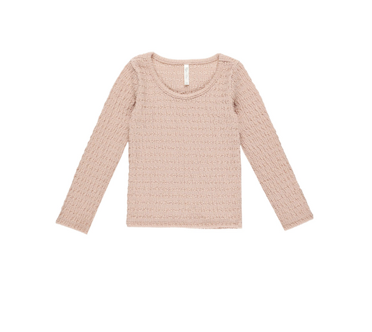 Textured Long Sleeve Top, Rose