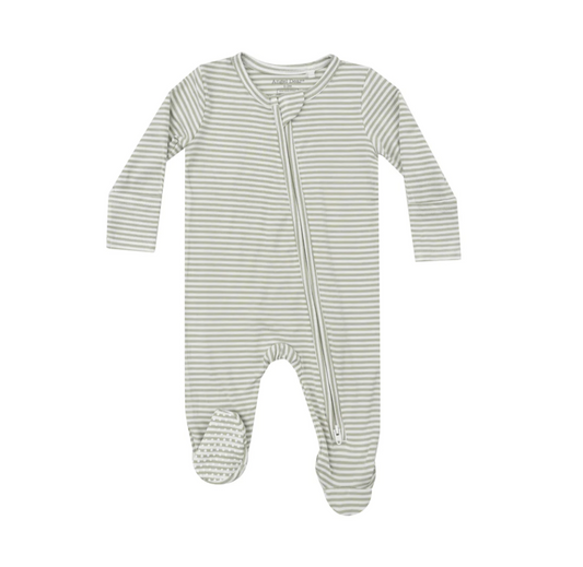 Zipper Footie, Desert Green Stripe