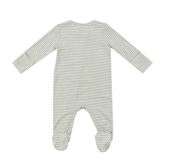 Zipper Footie, Desert Green Stripe