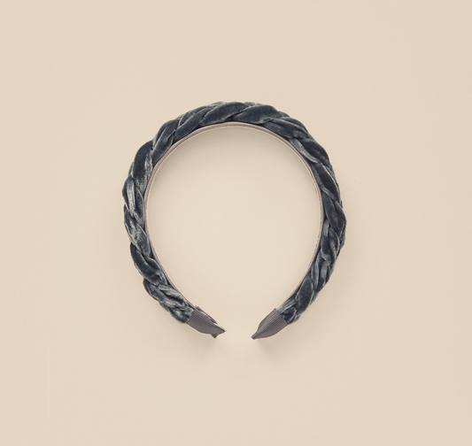 Velvet Braided Headband, Midnight